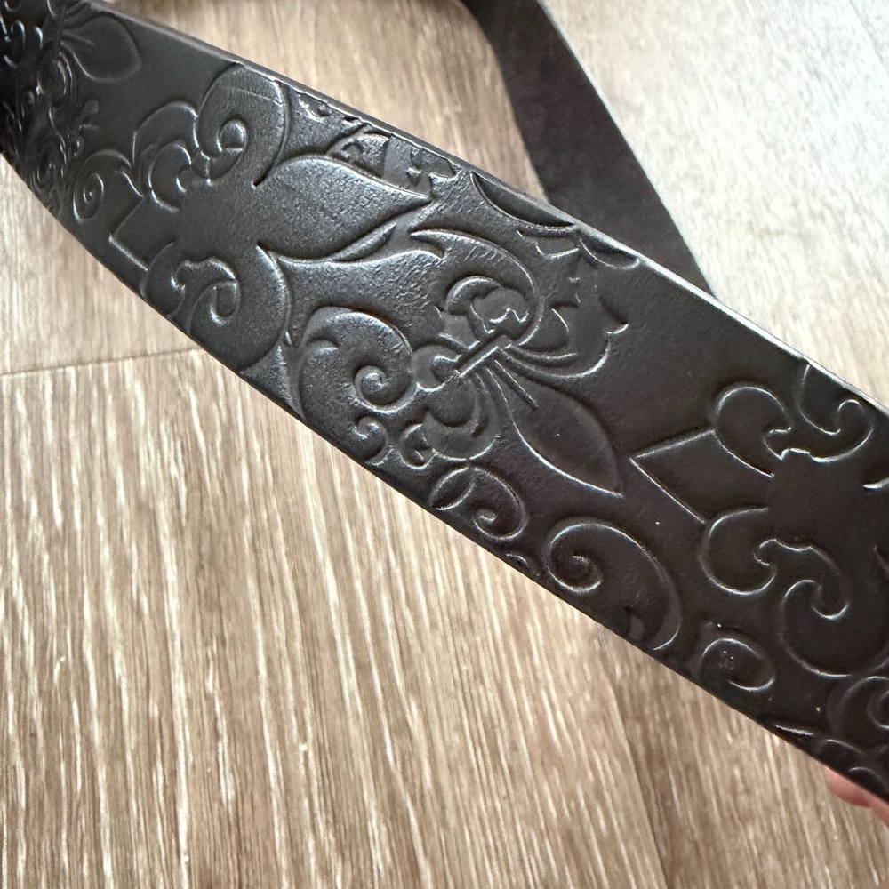 Ariat Leather Belt Fleur de Lis Horseshoe‎ Brown Buckle Western size large - Picture 4 of 6